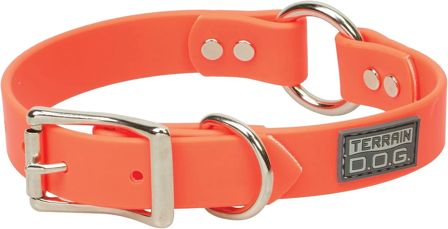 Weaver Leather Terrain D.O.G. Brahma Webb Waterproof Hunting Dog Collar with Center Ring - 1" x 23", Blaze Orange
