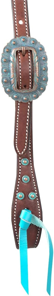 Martin Saddlery Single Ear Headstall - Copper Patina Turquoise