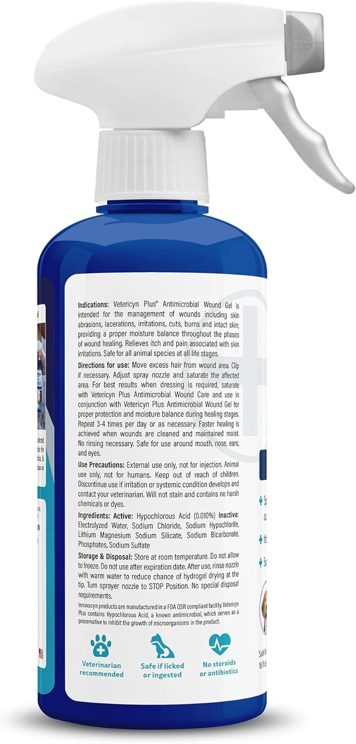 Vetericyn Plus All Animal Wound Care Hydrogel Spray - Non-Toxic Healing Aid for Dogs, Cats, and Horses