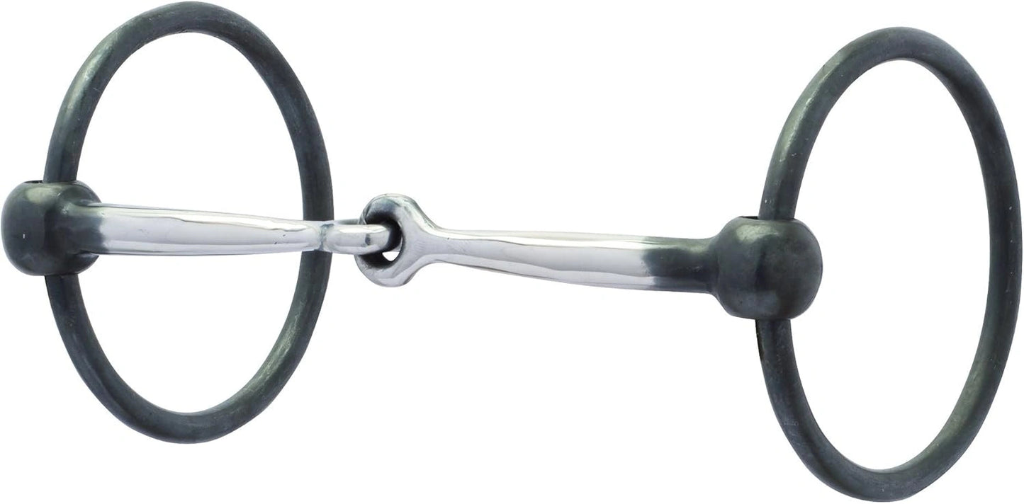 Weaver Leather Black Steel Ring Snaffle Horse Bit - 5" Sweet Iron Mouth with Copper Inlay, 3" O-Rings