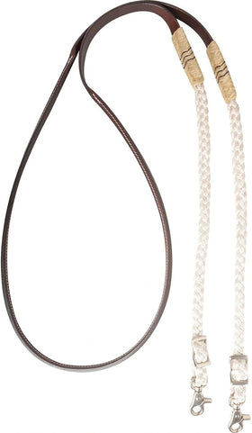 Cashel White Rawhide Adjustable Leather Reins with Flat Braid Ends - Adjustable Length