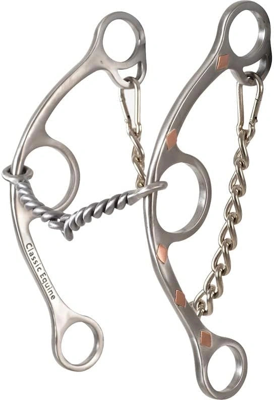 Classic Equine Sherry Cervi Twisted Wire Snaffle Gag Bit - Long Shank Horse Bit