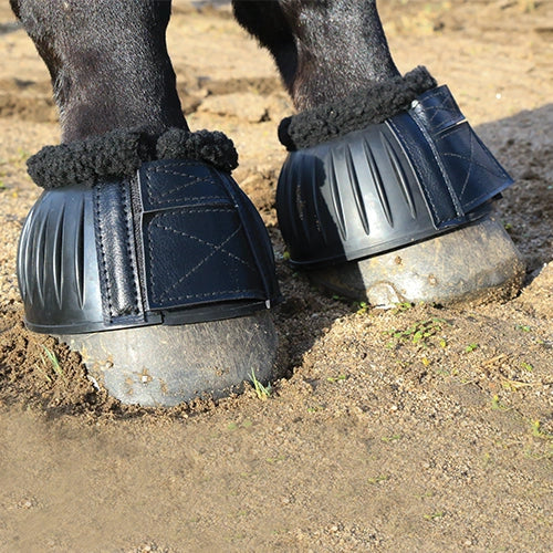 Professionals Choice Fleece Open Bell Boot - Heavy Duty Rubber Overreach Protection with Plush Fleece Lining - Sold in Pairs