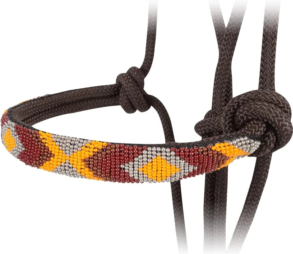 Cashel Beaded Nose Rope Halter with Lead - Chocolate