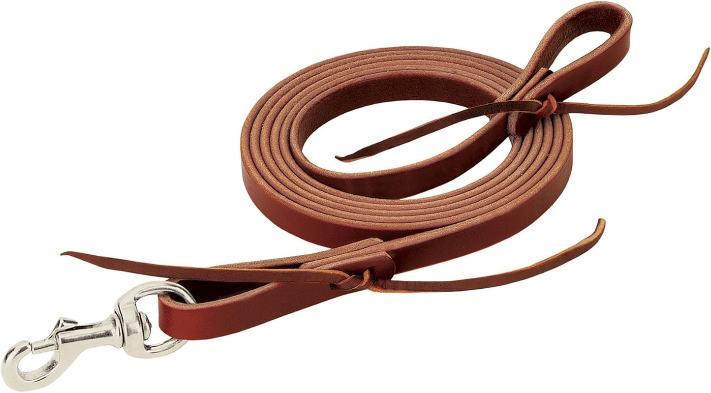 Weaver Leather Single-Ply Latigo Leather Flat Roper Rein with Nickel-Plated Snap, Burgundy - 5/8" x 8'