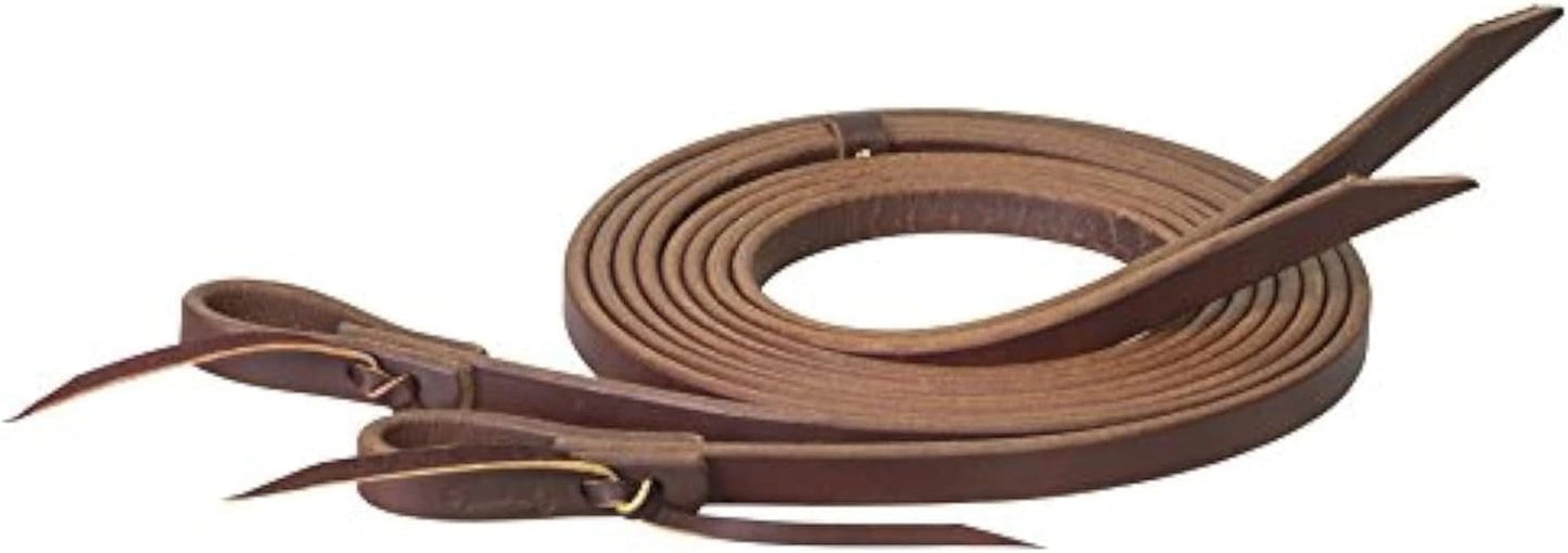 Weaver Leather Extra Heavy Harness Leather Split Reins - Golden Chestnut, Weighted Ends, Water Tie Bit Ends, Oil-Dipped