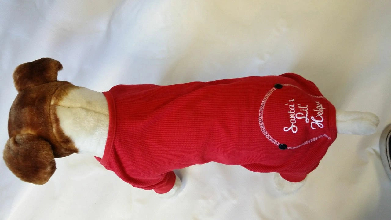 Doggie Design Dog Pjs Pet Pajamas Clothes Holiday Christmas Thermal Santas Lil Helper Embroidered - Hooves and Paws