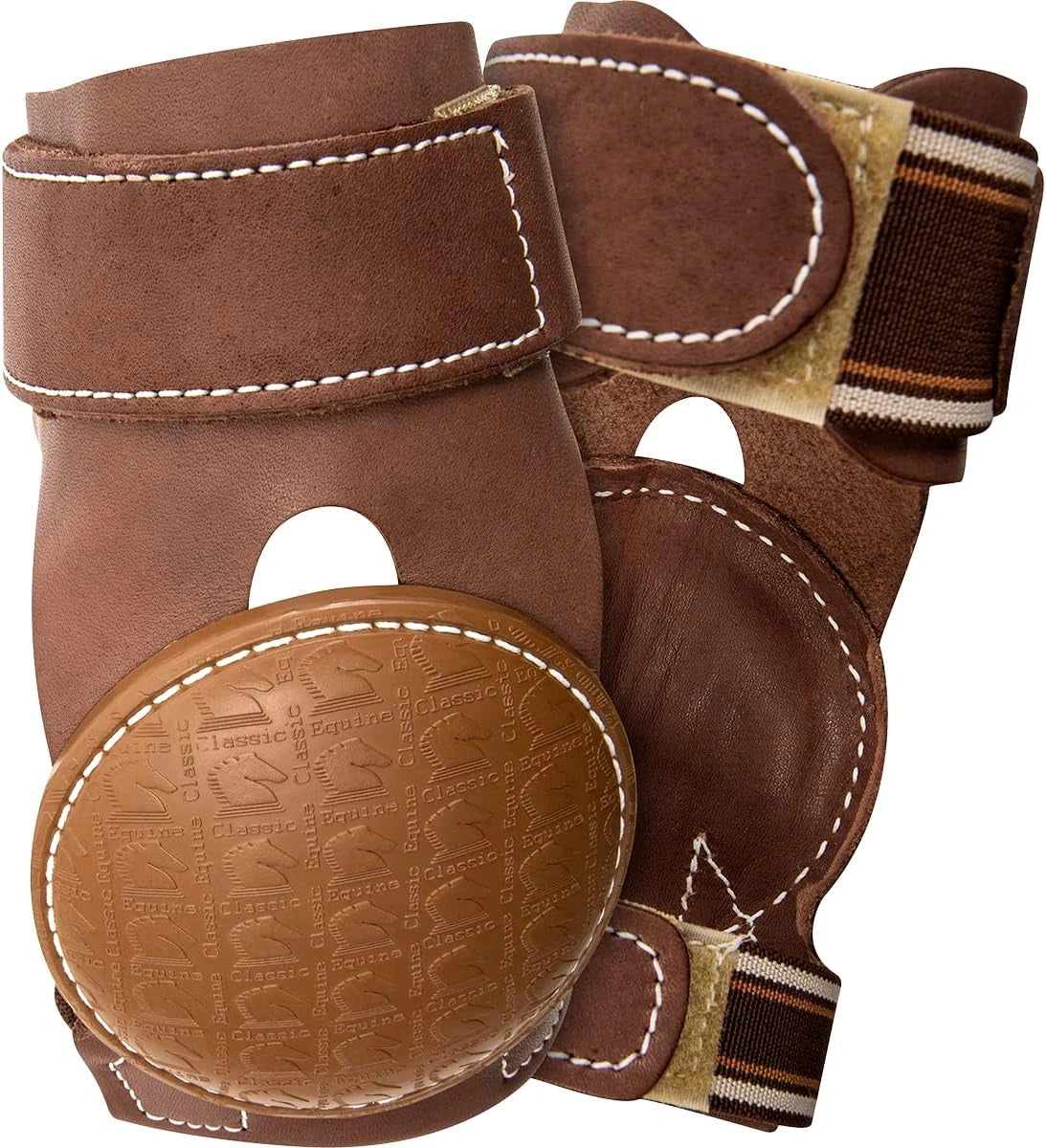 Classic Equine Pro Reiner Chocolate Leather Skid Boots With Double Velcro Closure
