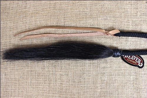 Weaver Leather Braided Nylon Mecate with Horsehair Tassel and Rawhide Button - 1/2" x 23' Black
