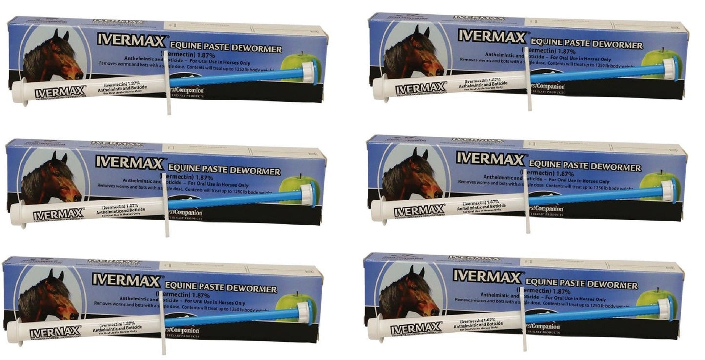 Ivermax Ivermectin 1.87% Paste Apple Flavored Wormer Bots Equine Parasites Horse - Hooves and Paws