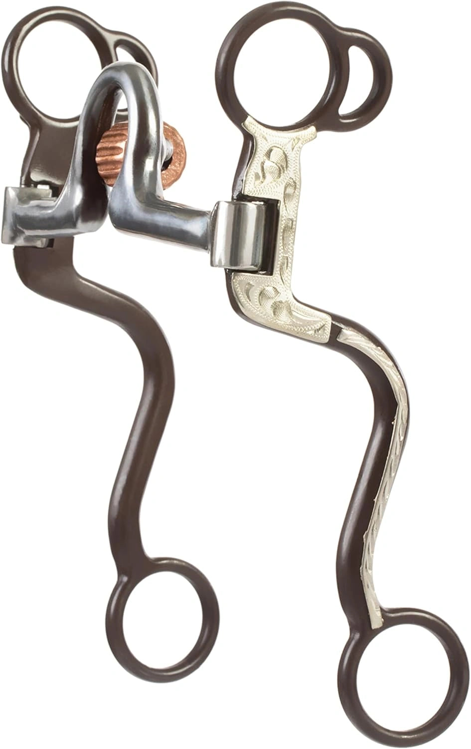 Weaver Leather 5" Sweet Iron Ported Mouth Bit with Copper Cricket - 7" S-Shank German Silver Trim