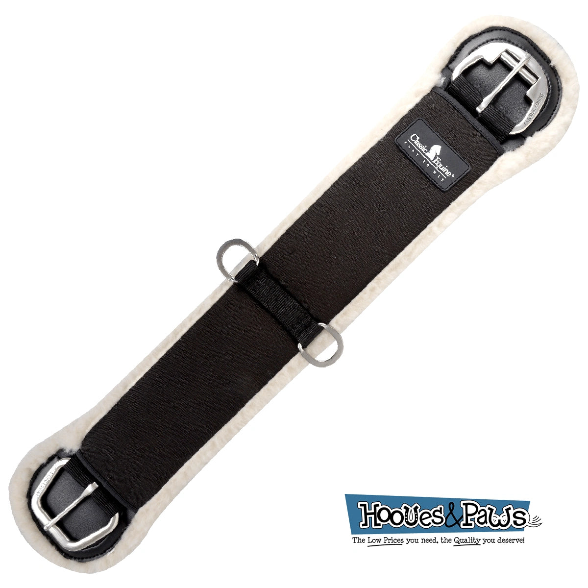 Classic Equine Sensorflex Fleece Straight Black Cinch Girth Horse Roller Buckle - Hooves and Paws