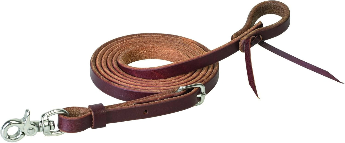 Weaver Leather Roper Reins - 5/8" x 8' Extra-Heavy Harness Leather, Weighted Ends, Stainless Steel Scissor Snap