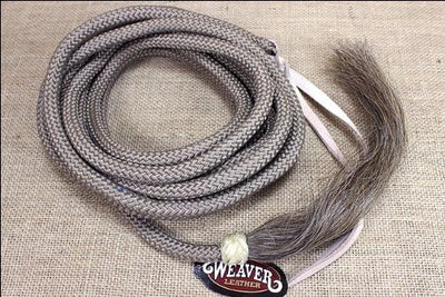 Weaver Leather Braided Nylon Horse Mecate with Horsehair Tassel and Rawhide Button - 1/2" x 23' Tan
