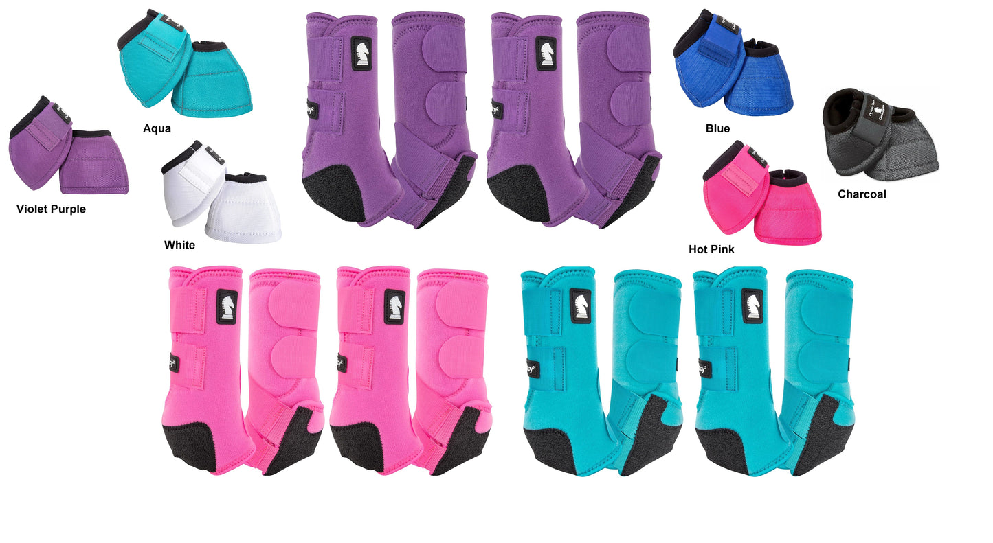 Classic Equine Trail Bundle: Legacy2 Boots 4-Pack & Bell Boots 4-Pack - Ultimate Horse Leg Protection