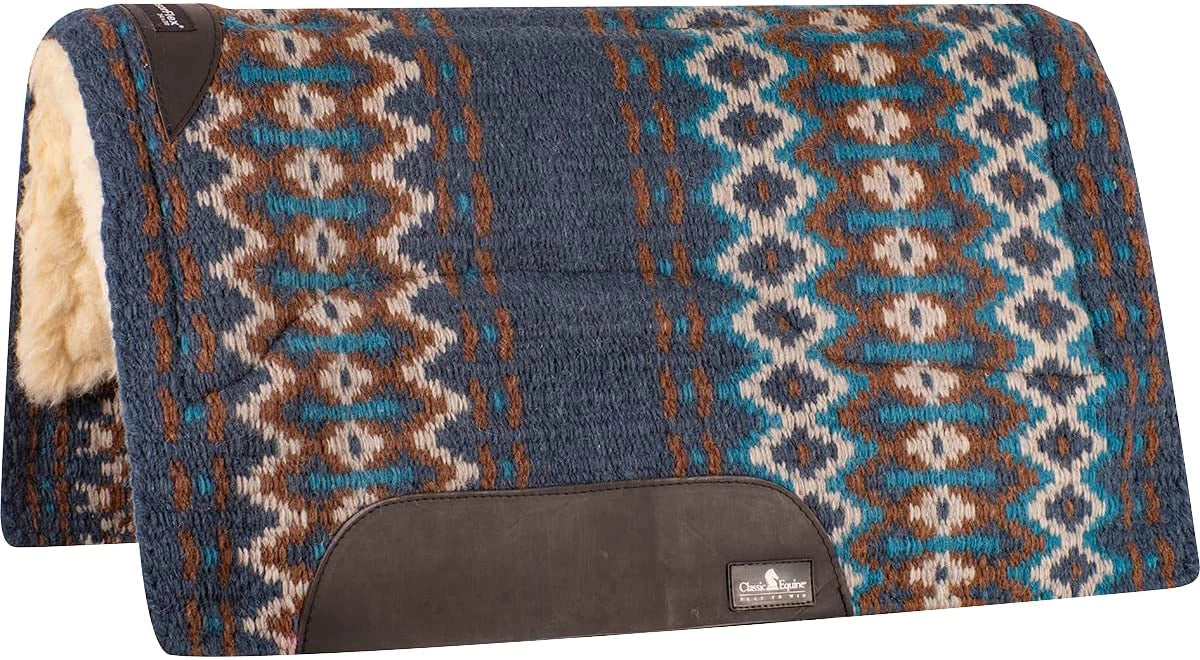 Classic Equine Sensorflex Wool Straight Top Saddle Pad, 3/4 - inch Thick 32 - inch x 34 - inch - Hooves and Paws