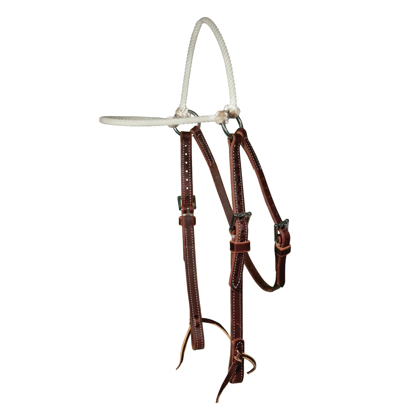 Professional's Choice Burgundy Western Training Headstall with Lariat Rope - Horse Size