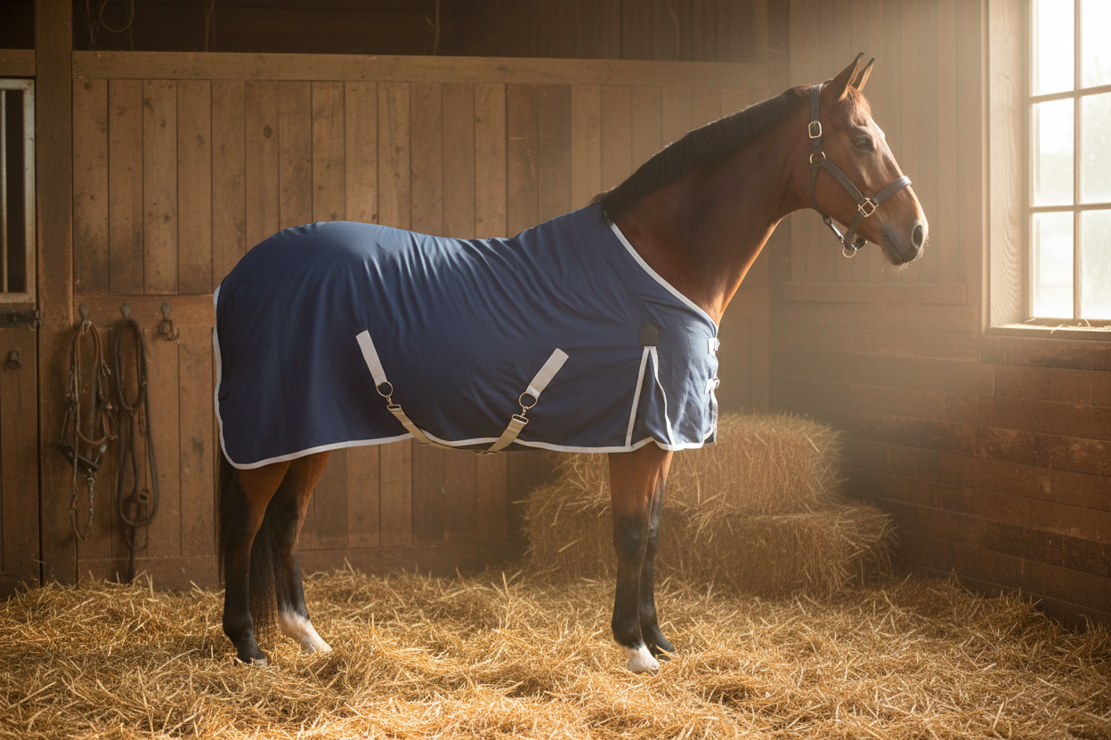Professional's Choice Cotton Horse Day Sheet - Navy/Silver - 68" - 0g Breathable Cotton-Poly Stable Sheet