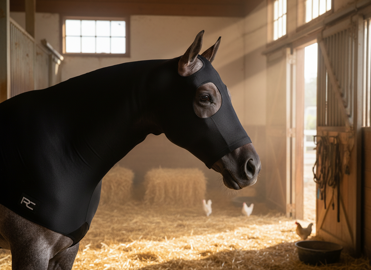 Professional's Choice 400g Heavyweight Lycra Horse Hoodie Sleazy - Black - Size Large (78"-82")