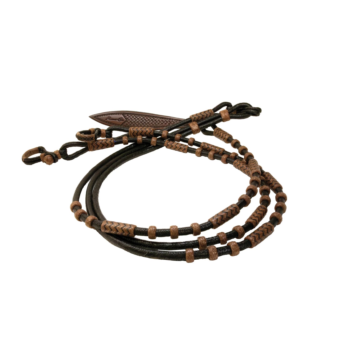 Professional's Choice Premium Western Romal Reins - Black with Chocolate Accents