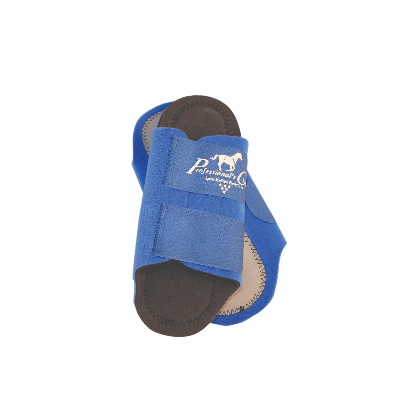 Professionals Choice Competitor Splint Boots in vibrant royal blue, designed for superior horse leg protection and support. These neoprene equestrian boots feature two durable hook-and-loop straps and a textured inner lining for impact absorption. The white Professional's Choice logo adds a classic touch to these high-performance sports medicine boots, perfect for providing comfort and safety during training, competition, or daily exercise.