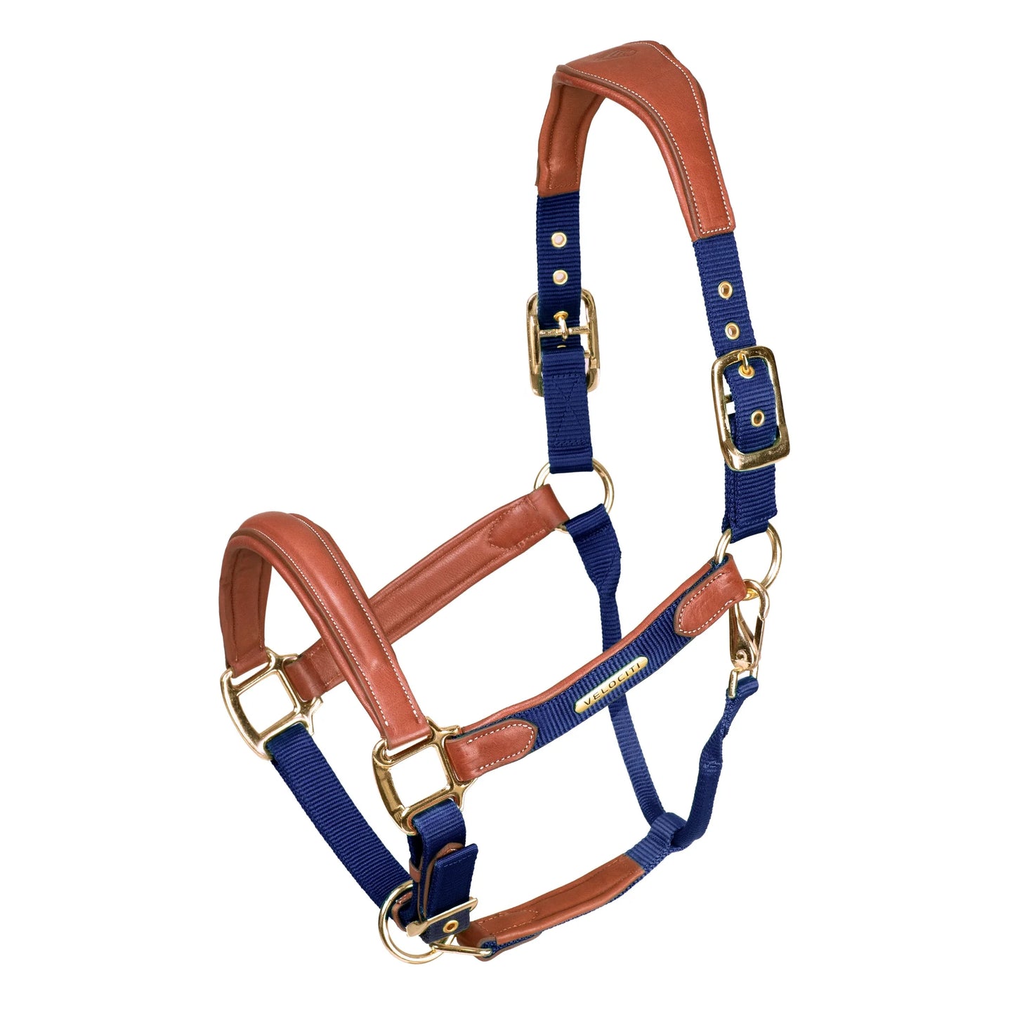 Shires Velociti Lusso Padded Leather Headcollar with Breakaway - Premium Padded Leather Horse Halter