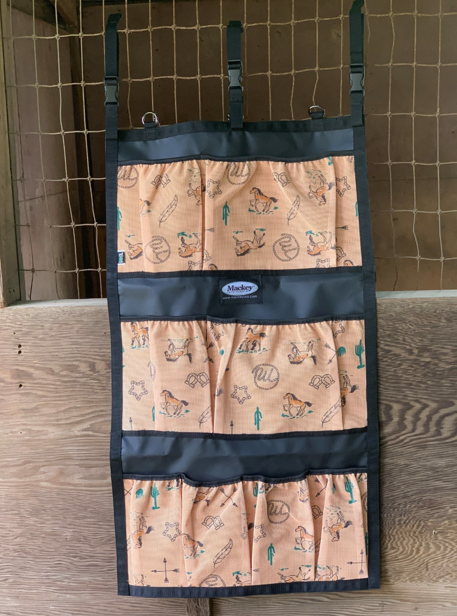 Mackey, Inc. Hanging Equine Tack Organizer - 23" x 40.8" Durable Mesh Trailer & Stable Storage