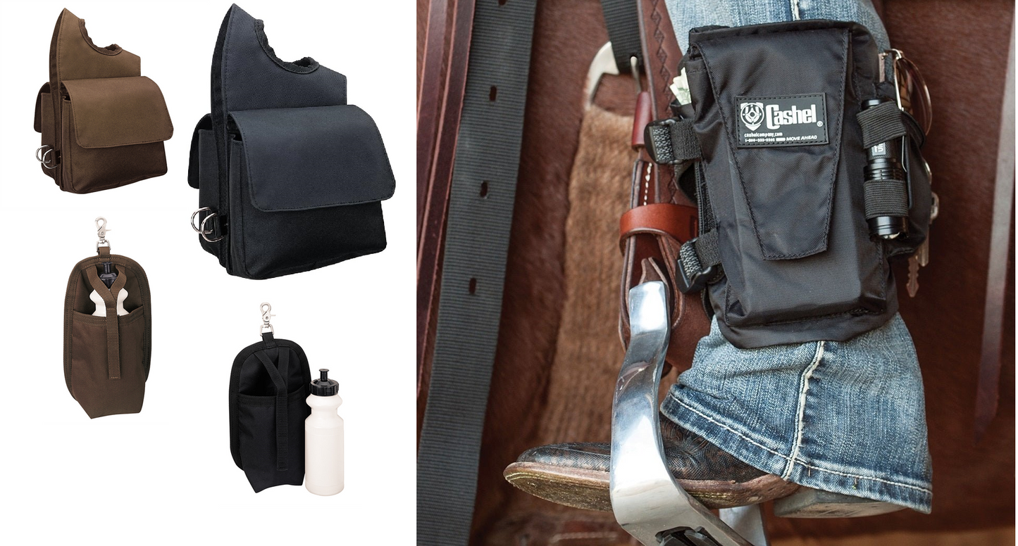 Trail Rider Essentials Bundle: Weaver Horn Bag, Cashel Black Ankle Safe, and Water Bottle Holder