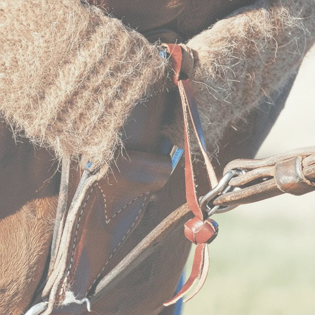 Martin Saddlery Tie Down Hobble featuring durable 3/8" Latigo leather and a signature braided button knot safety strap. This high-quality western horse tack provides a secure connection between the cinch and tie-down. Designed for performance and reliability, the rich brown leather and heavy-duty hardware make it an essential piece for roping, ranch work, or western riding. Expert craftsmanship ensures safety and long-lasting use in any arena.