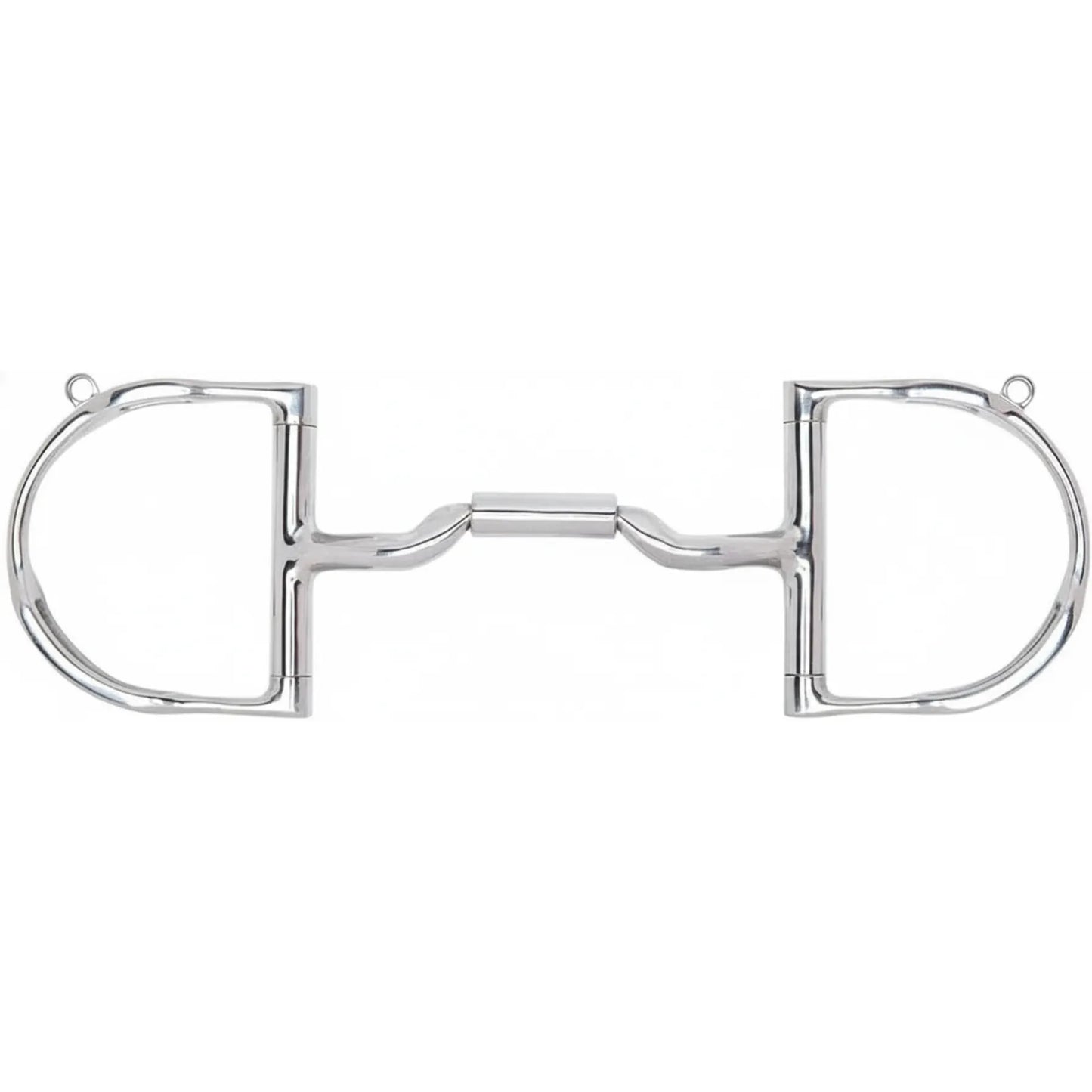 Myler 06 English Dee Bit with Hooks featuring a 5" stainless steel mouthpiece with an MB 06 Mullen Barrel Low Port and copper inlays. This high-quality horse bit provides tongue relief and a stable feel, perfect for English riding. The polished silver D-ring cheeks include integrated hooks for customized rein and bridle attachment, offering mild control for equestrian training and performance.