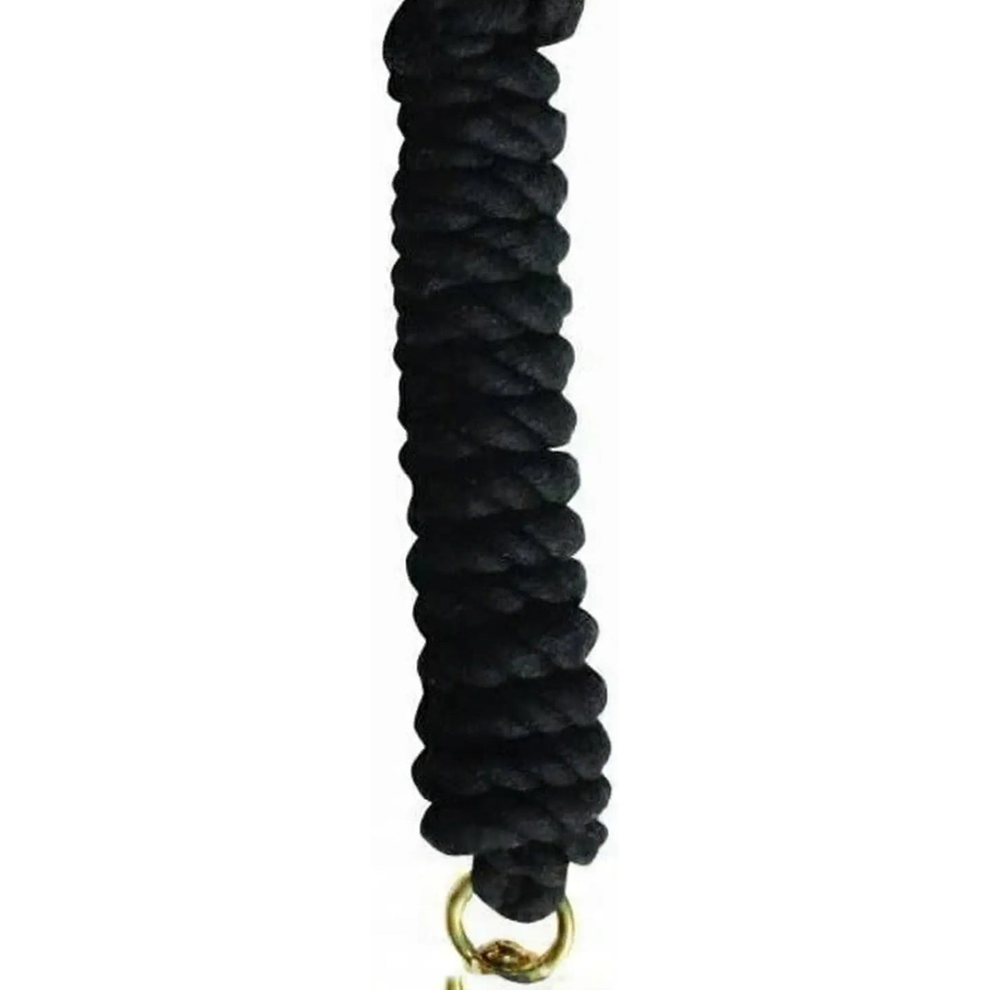 Professional's Choice 10ft black cotton lead rope for horses, featuring a thick, soft-braided 100% natural cotton construction for a comfortable grip. This durable equestrian lead includes high-quality solid brass hardware for secure attachment. Ideal for daily horse handling, training, and stable use.