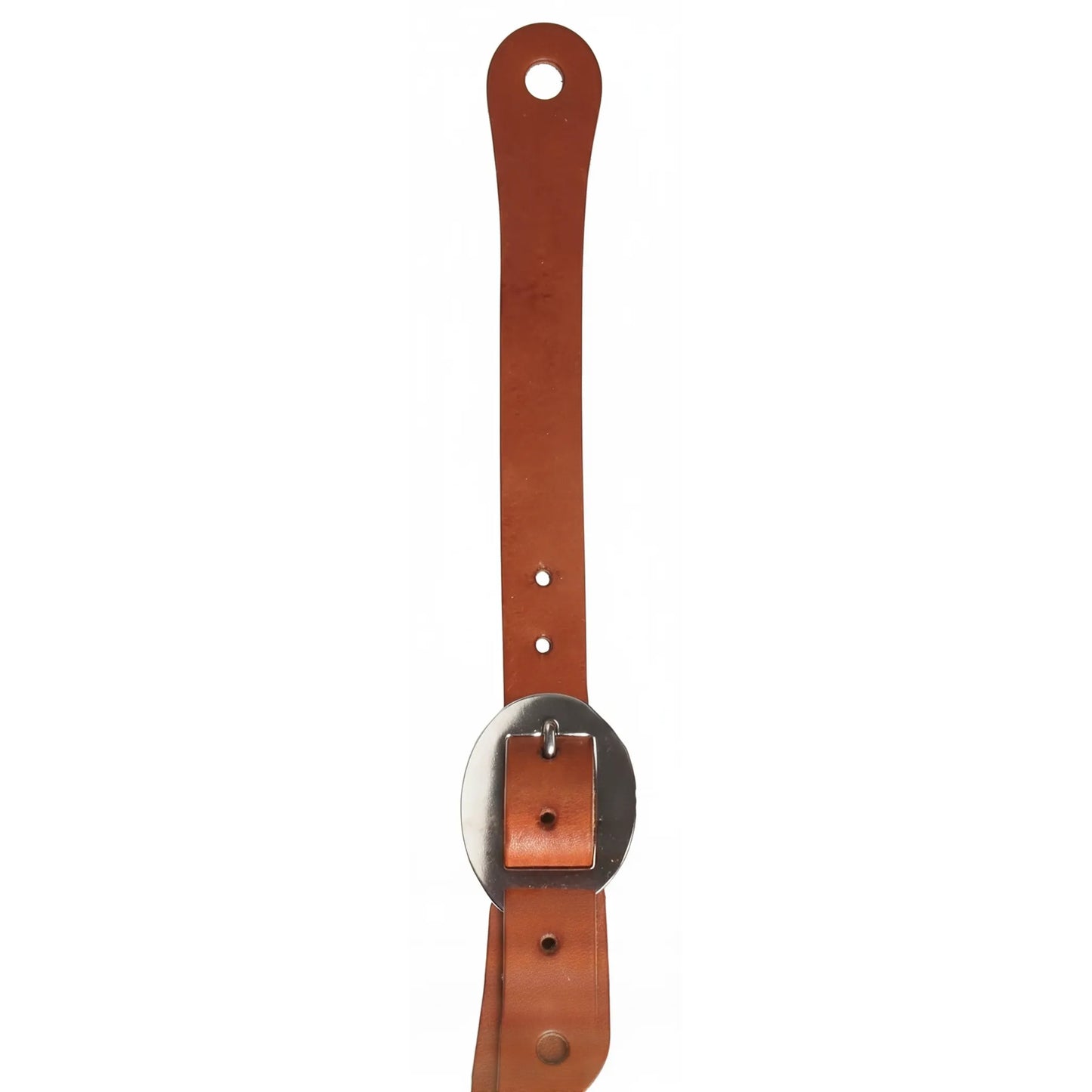 Professional's Choice Men's 3/4 Inch Sagebrush Spur Straps crafted from premium light brown harness leather. These durable western spur straps feature a polished silver-toned oval buckle and pre-punched adjustment holes for a secure fit. A classic equestrian accessory for cowboys and western riders, blending traditional style with high-quality performance leather.