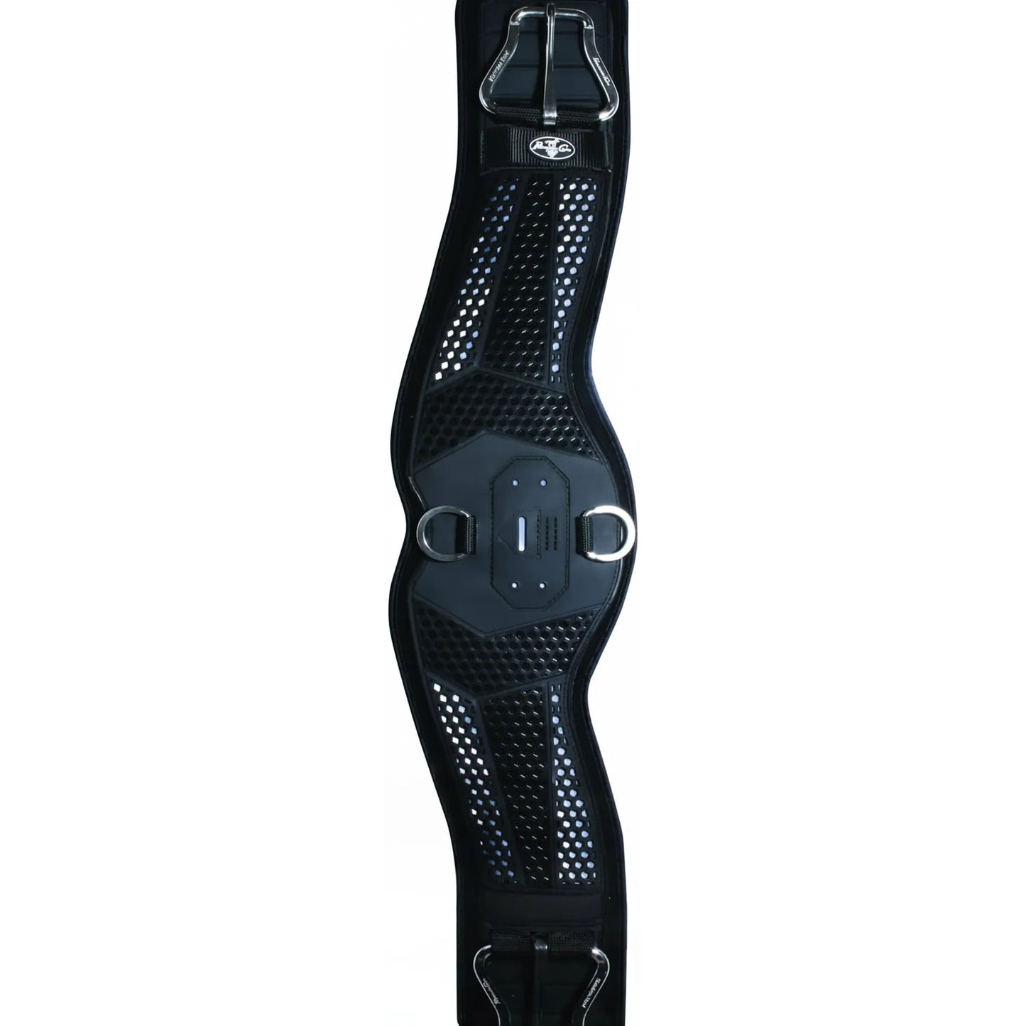 Professional's Choice VenTECH Contoured Cinch in Chocolate, 26 inches. This breathable, non-slip horse cinch features a ventilated honeycomb neoprene liner and durable stainless steel roller buckles. Its anatomically contoured shape provides maximum comfort and freedom of movement. A premium western equestrian accessory designed for performance, comfort, and durability in the arena or on the trail.