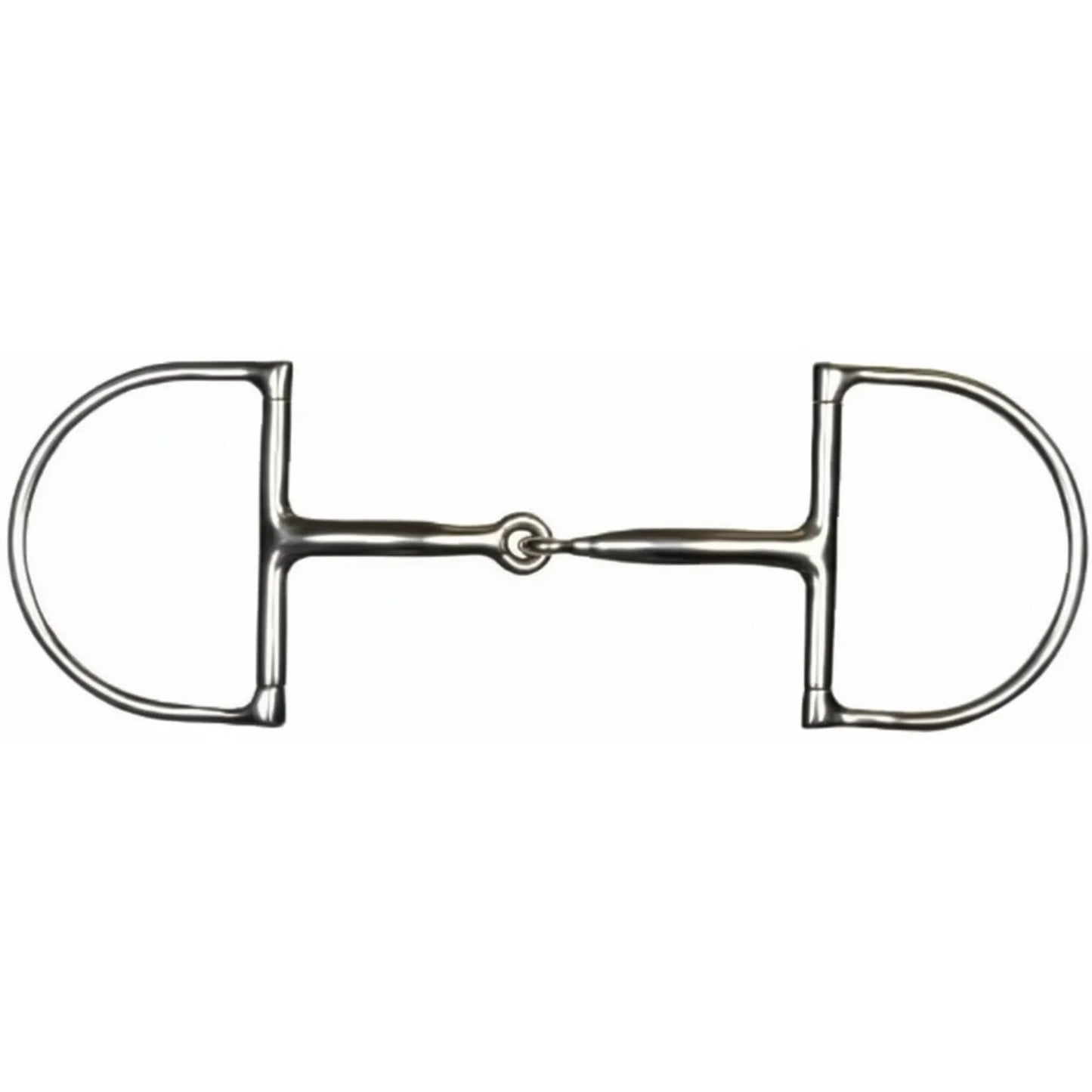 Shires Hunter Dee Snaffle Horse Bit #87682 in rust-resistant stainless steel. This premium equestrian bit features an ergonomic curved, single-jointed mouthpiece for horse comfort and clear communication. The classic fixed D-ring cheeks prevent pinching and offer stable lateral control, perfect for hunter classes and daily training. A sleek, durable silver horse tack staple for any riding discipline.