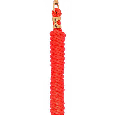 Vibrant burgundy Weaver Leather Equine Performance Lead Rope featuring a 5/8-inch braided polypropylene construction for a comfortable, non-slip grip. This 10-foot horse lead rope includes a heavy-duty brass swivel snap and a signature brass tag with the Weaver logo. Perfect for training, trailering, or everyday horse handling, this durable equine tack combines style and functionality for performance and style in the stable or arena.