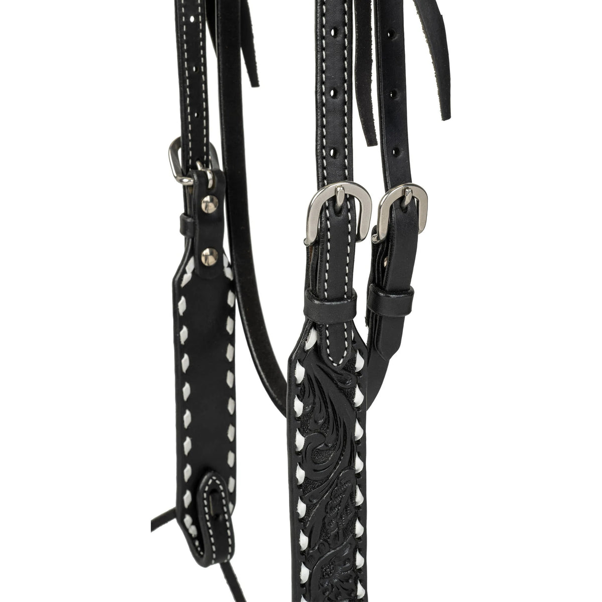 Weaver Leather Black Leather Floral Buckstitch Headstall