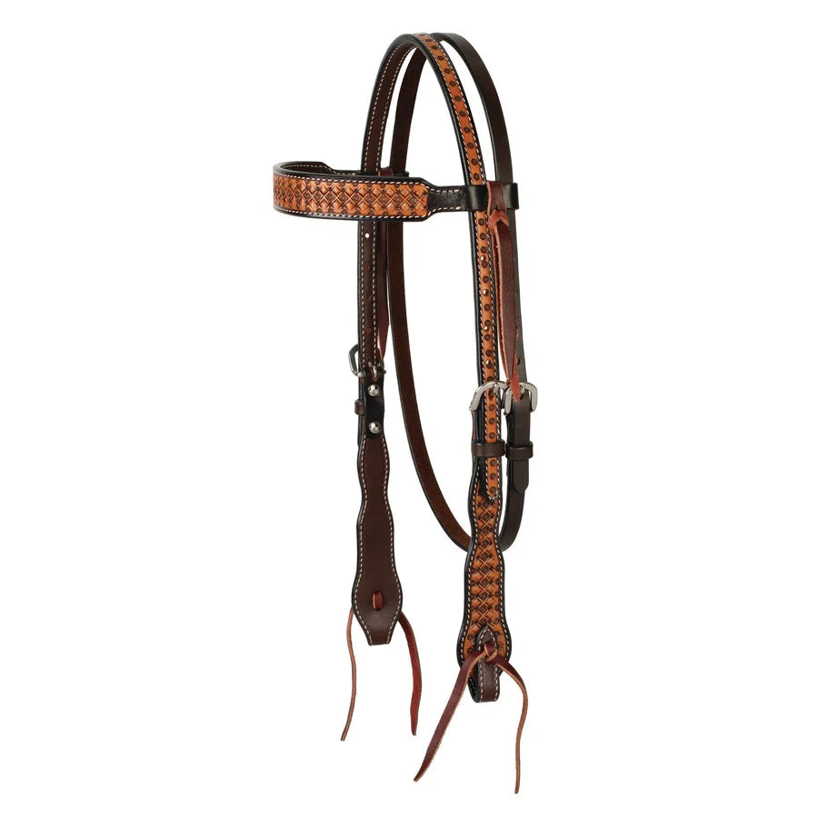 Weaver Leather Floret Tooled Browband Headstall - Hand-Tooled Western Horse Tack