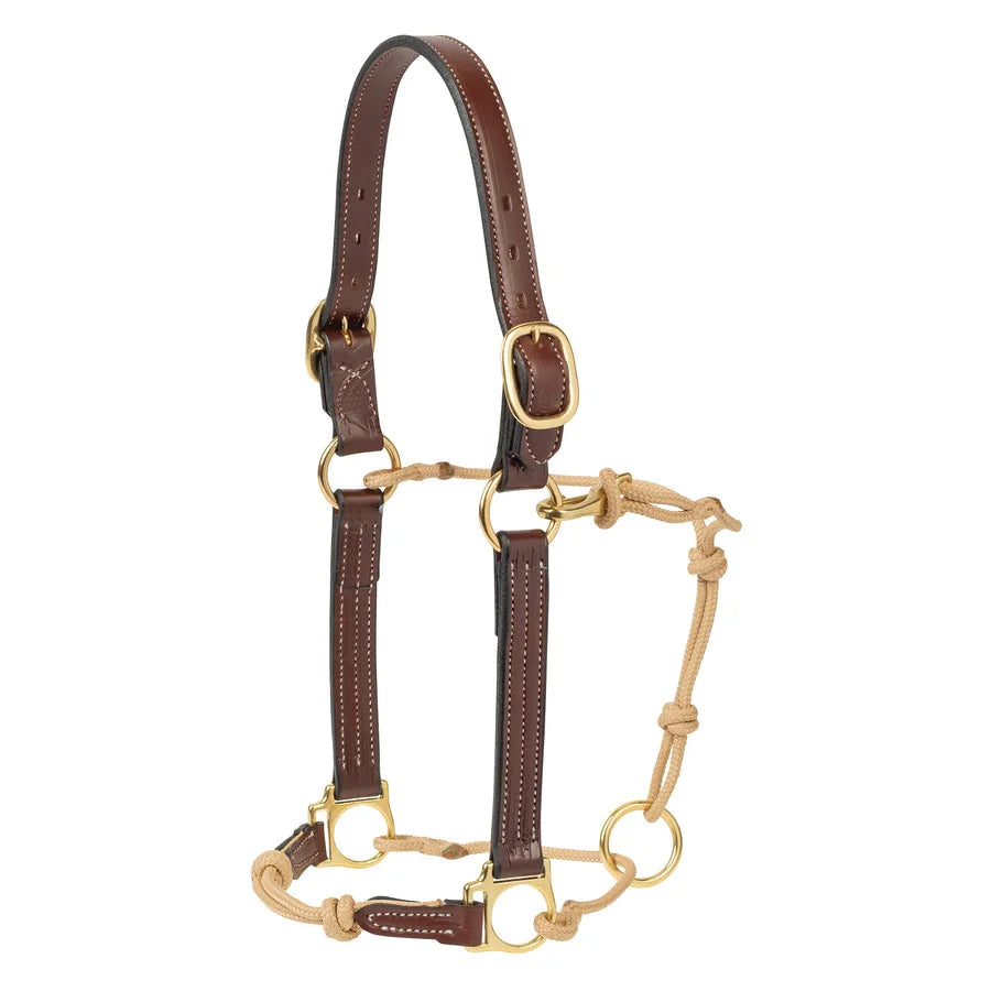 Weaver Leather Horseman's Halter - Premium Chestnut Leather with Tan Stitching