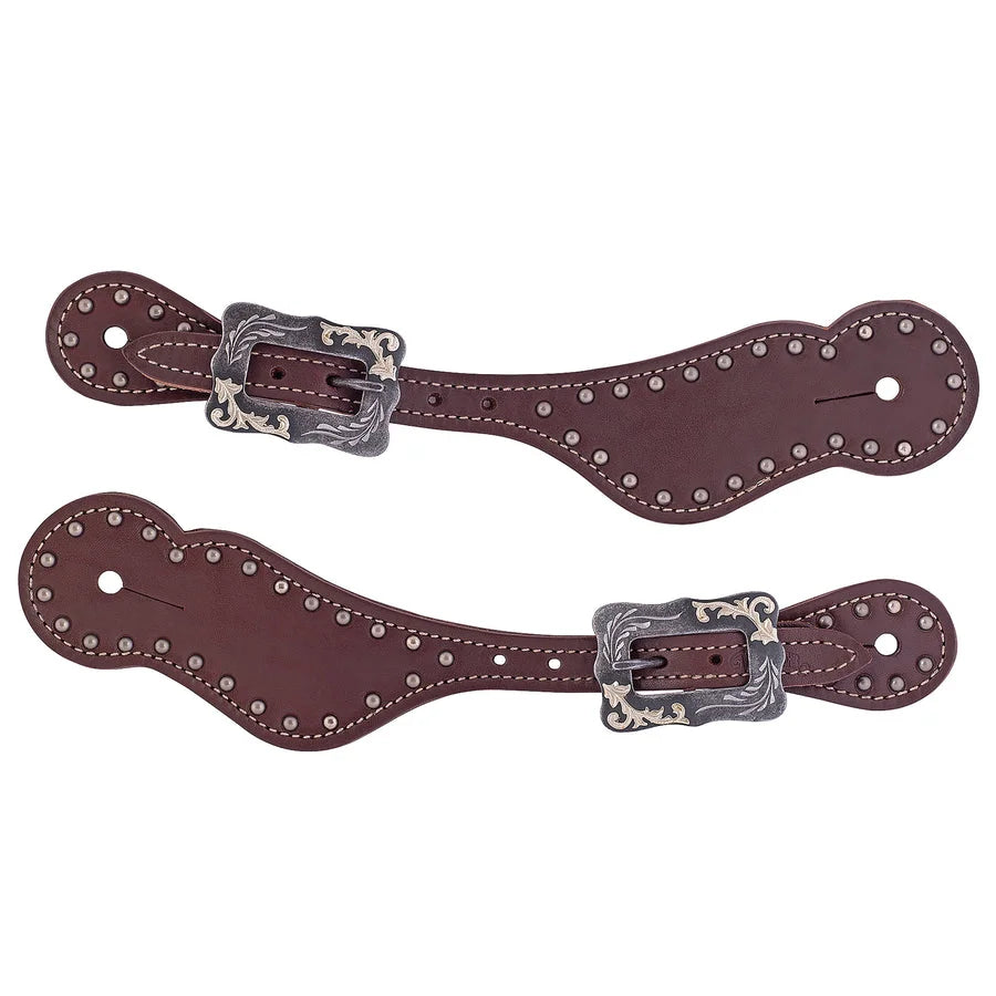Weaver Leather Ladies Spotted Oiled Leather Spur Straps - Canyon Rose Finish