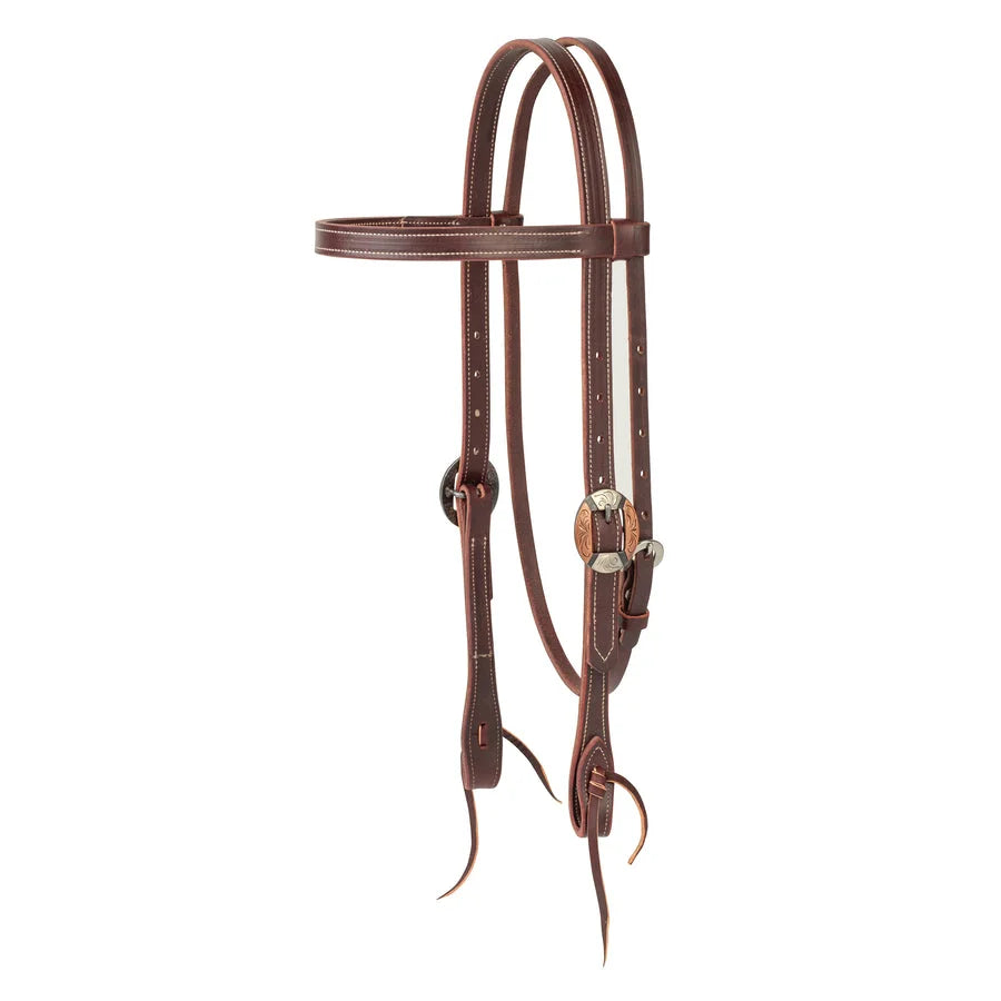 Weaver Leather Latigo Western Browband Headstall - Burgundy Leather with Buckles