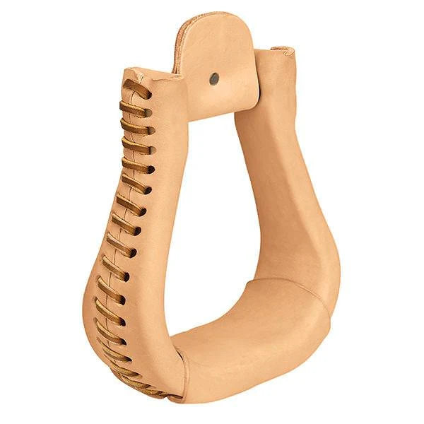 Weaver Leather Natural Leather Covered Stirrups, Bell, 2-1/2" Neck