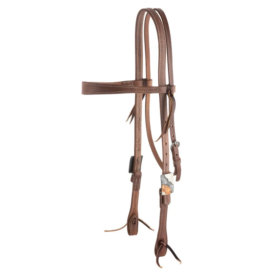 Weaver Leather ProTack Copper Flower Slim Browband Headstall - Durable Hermann Oak Harness Leather