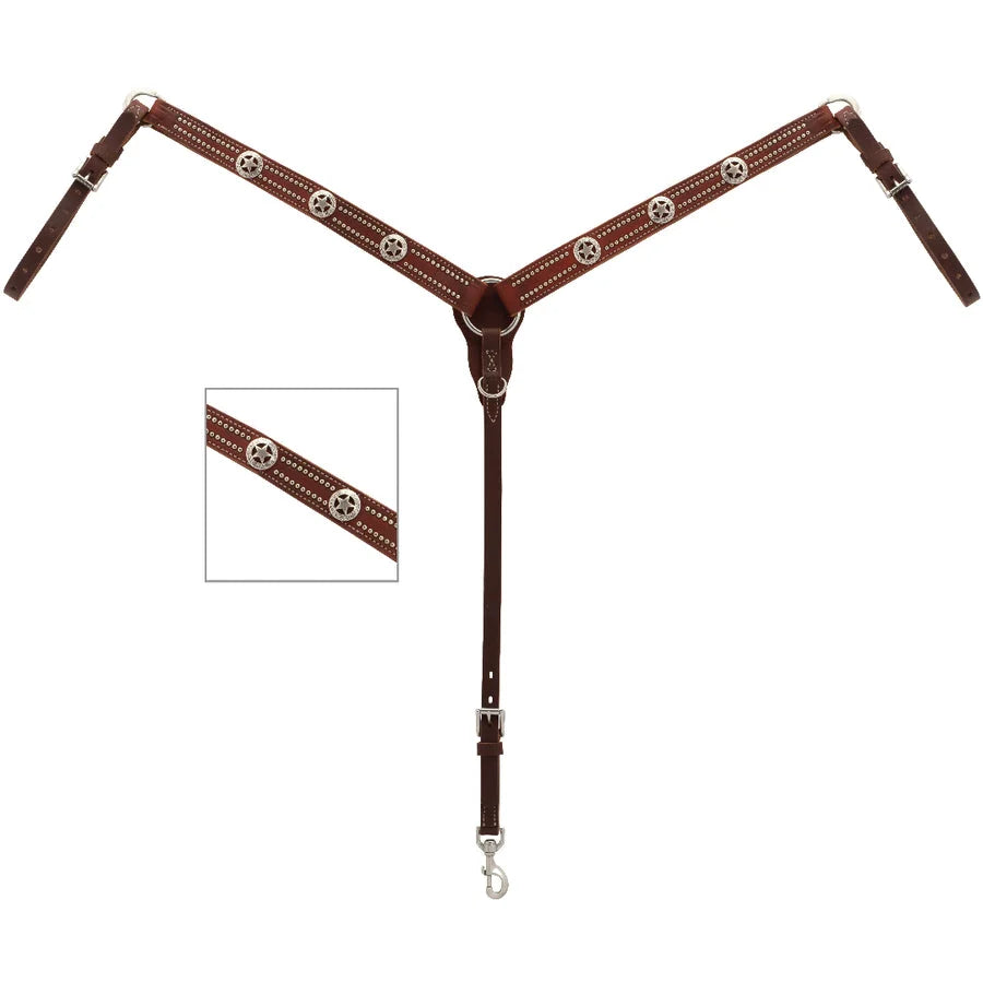 Weaver Leather Texas Star Tapered Breast Collar - Premium Western Leather Horse Tack - Average Horse Size