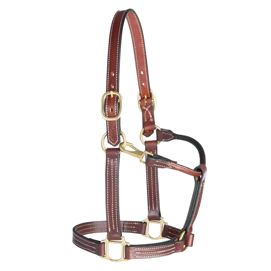 Weaver Leather Thoroughbred Leather Horse Halter - Mahogany, 1 inch