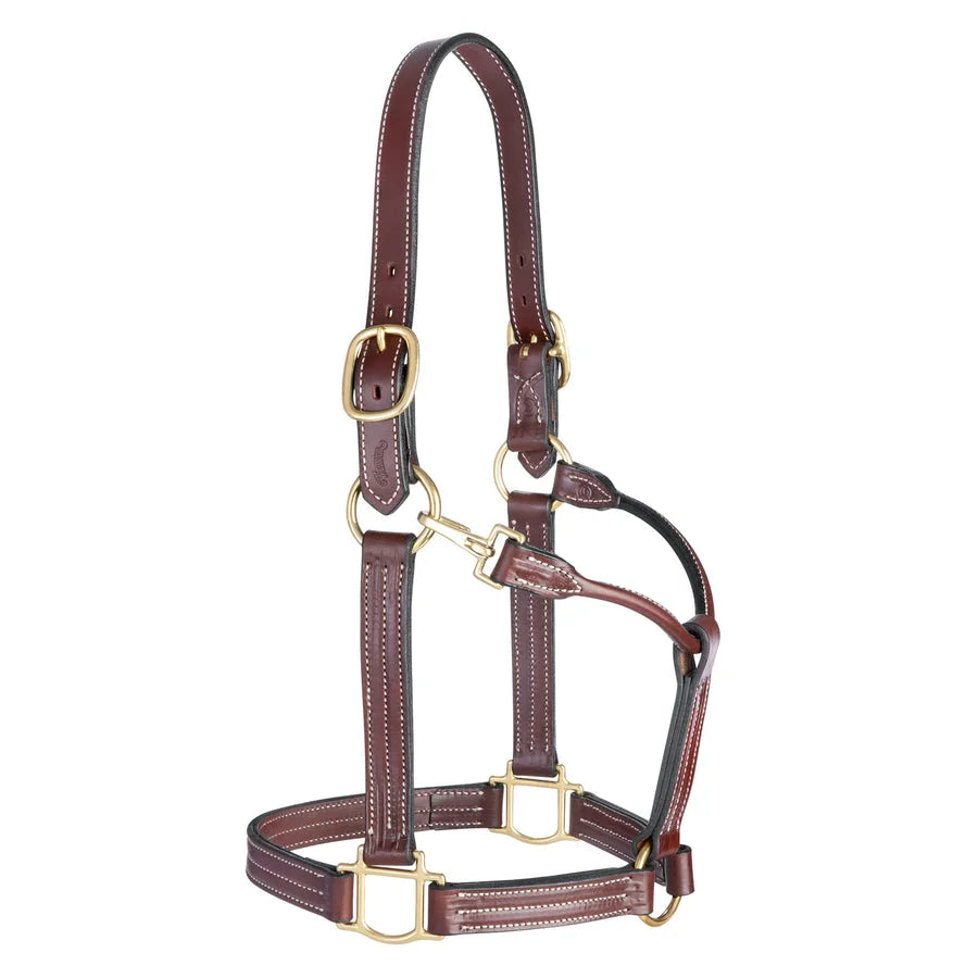 Weaver Leather Thoroughbred Leather Horse Halter - Mahogany, 1 inch