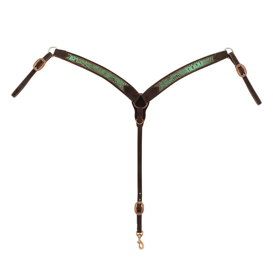 Weaver Leather Turquoise Croc Contoured Breast Collar - Premium Western Horse Tack