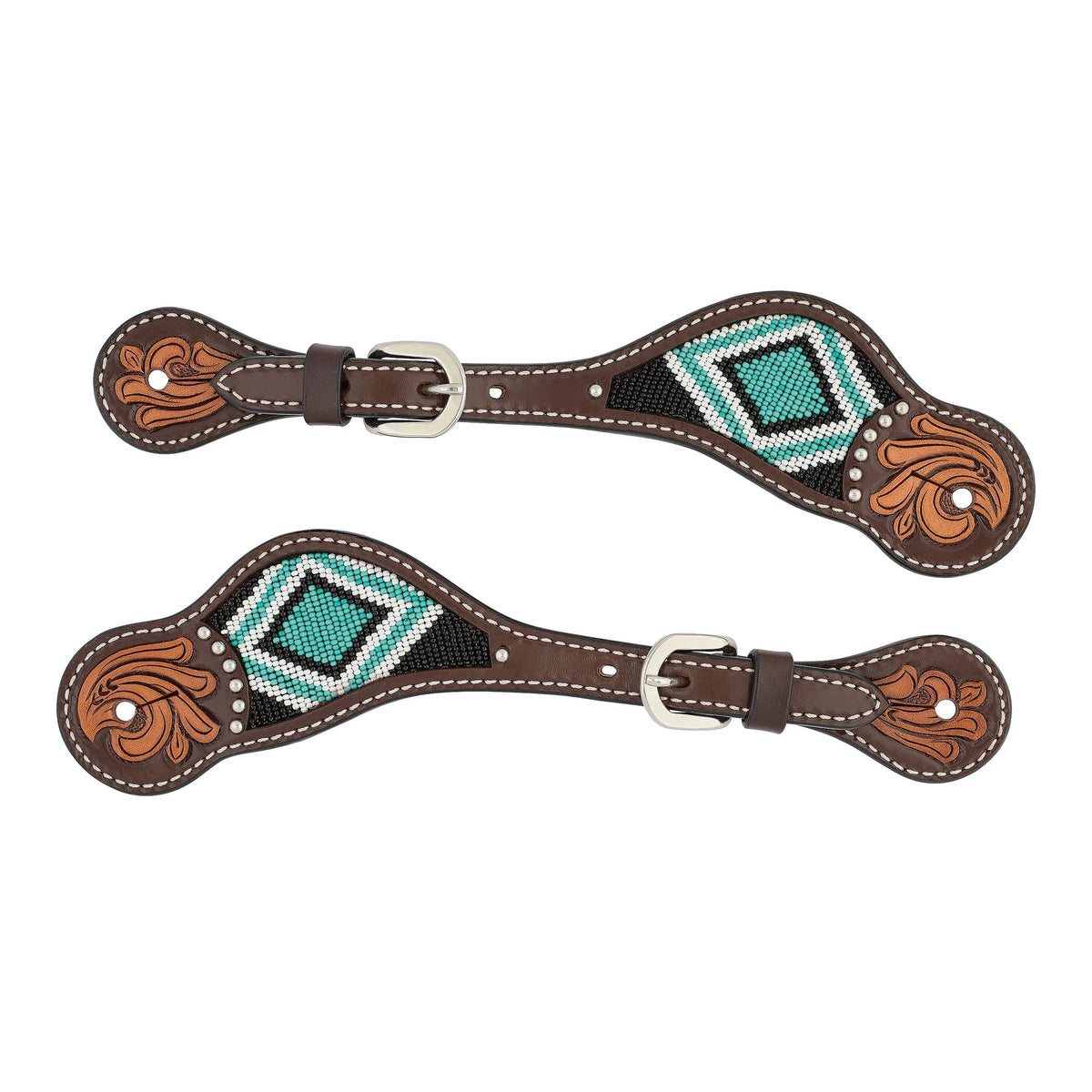 Weaver Leather Turquoise Cross Turquoise Beaded Ladies' Spur Straps