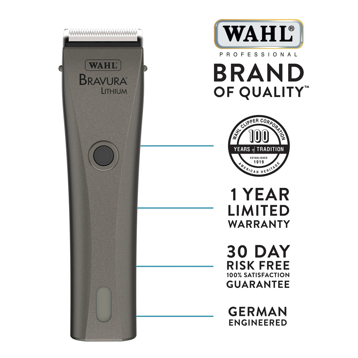 Weaver Leather Wahl® Bravura® Lithium Cordless Clipper, Gunmetal