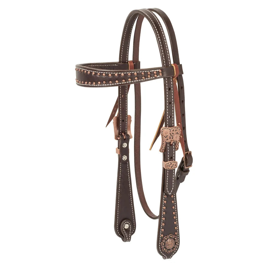Weaver Leather Western Browband Headstall - Heavyweight Harness Leather for Ranch and Trail