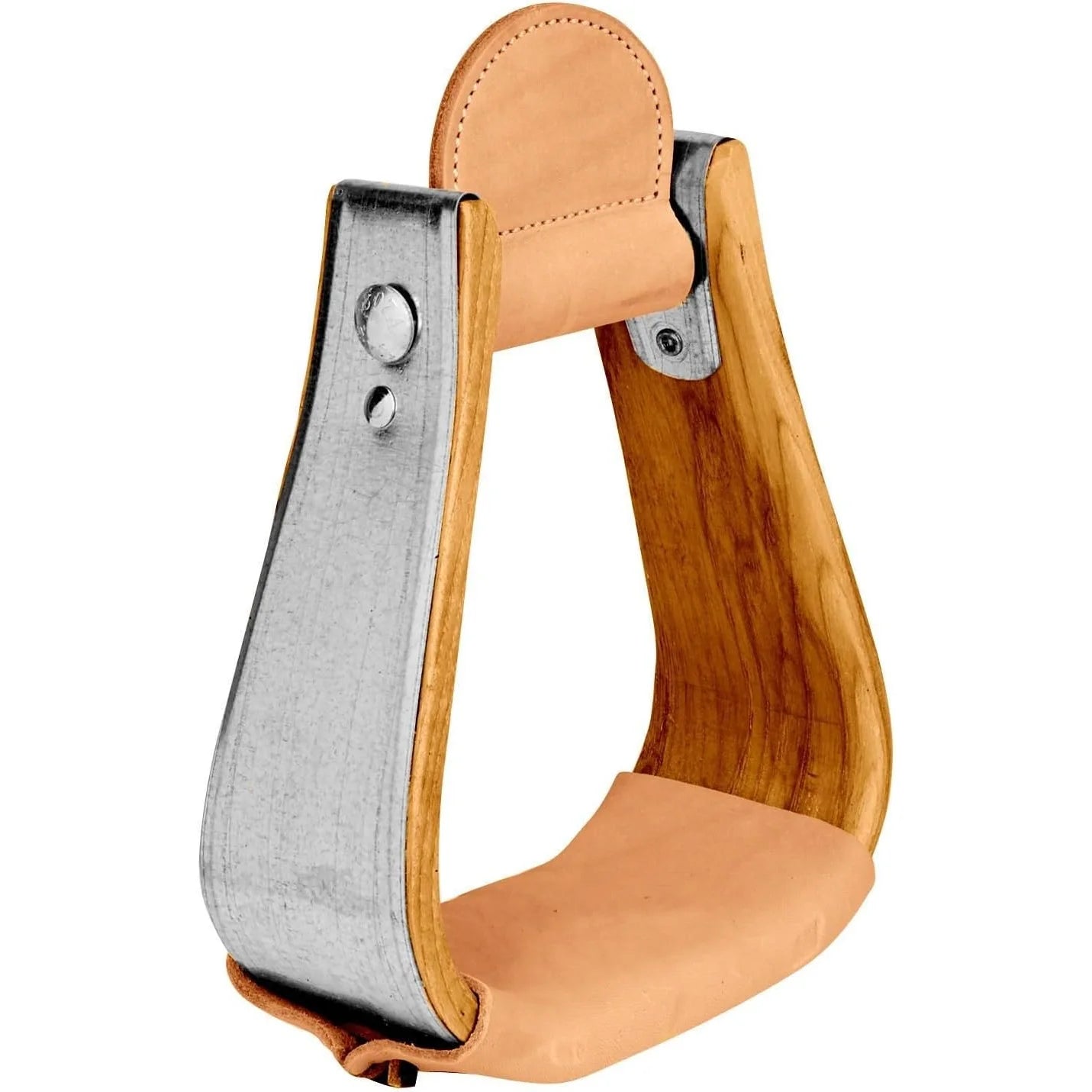 Weaver Leather Wood Overshoe Stirrups with Leather Tread - 3" Neck Width for Western Saddles